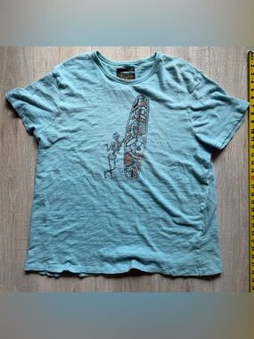 Lucky Brand Ocean Surf Graphic Tee - Light Blue size XXL Good /new condition